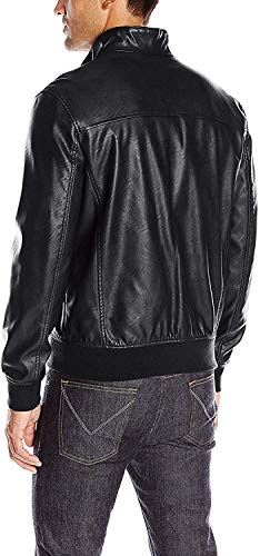Tommy Hilfiger mens Bomber Faux Leather Jackets, Black, X-Small US