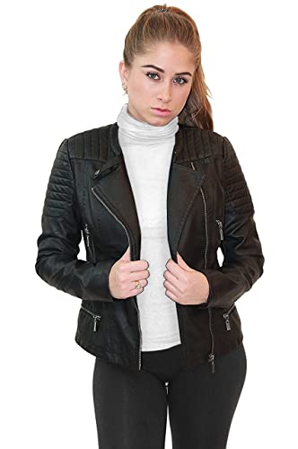 Olivia Miller Womens Faux Leather Zip Up Moto Biker Jacket JK5207SFX BLACK 3X