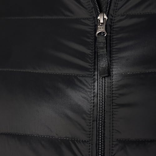 Amazon Essentials Men's Packable Lightweight Water-Resistant Puffer Jacket (Available in Big & Tall), Black, Large