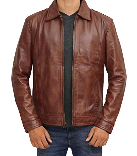 Blingsoul Real Lambskin Brown Leather Jacket for Men | [1100374] Wick, L