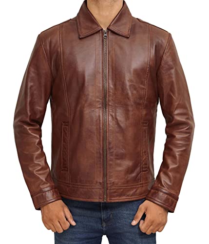 Blingsoul Real Lambskin Brown Leather Jacket for Men | [1100374] Wick, L