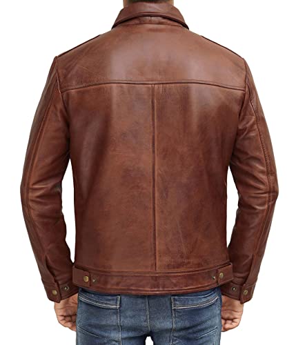 Blingsoul Real Lambskin Brown Leather Jacket for Men | [1100374] Wick, L