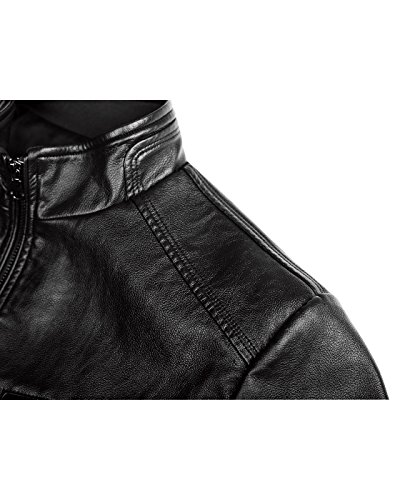 Fairylinks Men's Casual Faux Leather Jacket, Black, Medium