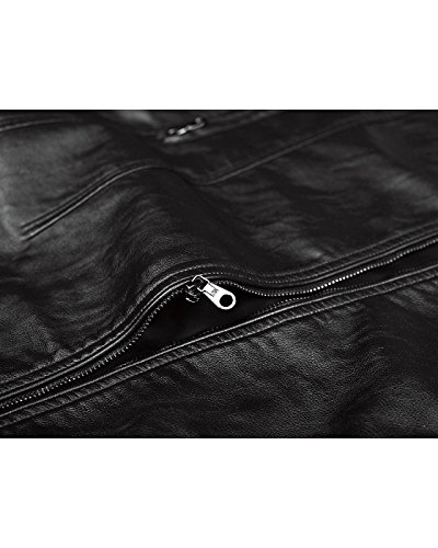 Fairylinks Men's Casual Faux Leather Jacket, Black, Medium