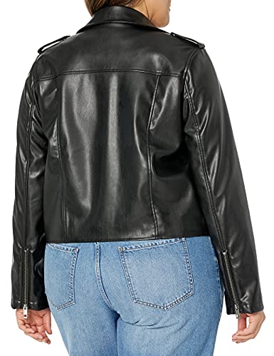 The Drop Women's Heather Faux Leather Moto Jacket, Black, M