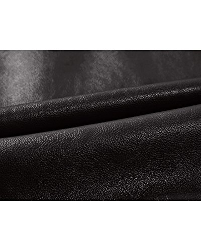 Fairylinks Men's Casual Faux Leather Jacket, Black, Medium