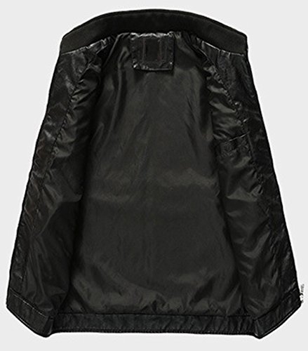 Youhan Men's Casual Zip Up Slim Bomber Faux Leather Jacket (Medium, Black)