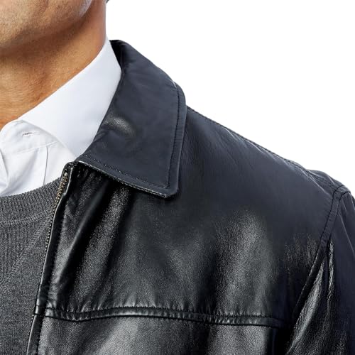Excelled Leather mens New Zealand Lambskin Classic Open Bottom Leather Jacket, Black, X-Large US