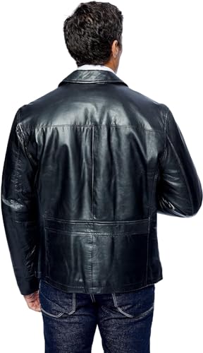 Excelled Leather mens New Zealand Lambskin Classic Open Bottom Leather Jacket, Black, X-Large US