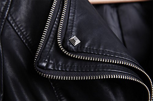 chouyatou Women's Fashion Studded Perfectly Shaping Faux Leather Biker Jacket (Small, Black)
