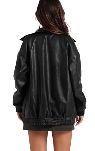 SAMPEEL Leather Jacket Women Faux Abrigos De Mujer Invierno En Oferta Coats 2024 Night Out Outfits Winter Clothes Black XL