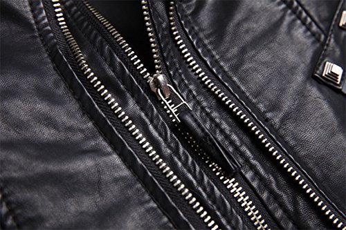 chouyatou Women's Fashion Studded Perfectly Shaping Faux Leather Biker Jacket (Small, Black)