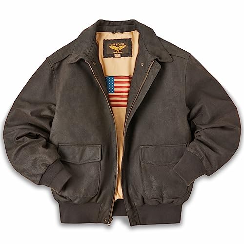 Landing Leathers Men's Air Force A-2 Leather Flight Bomber Jacket Distressed Brown Large