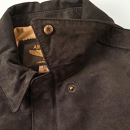 Landing Leathers Men's Air Force A-2 Leather Flight Bomber Jacket Distressed Brown Large