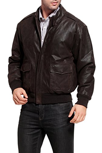 Landing Leathers Men's Air Force A-2 Leather Flight Bomber Jacket Distressed Brown Large