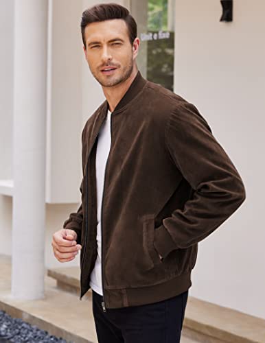 COOFANDY Men's Varsity Baseball Jacket Causal Slim Fit Suede Leather Bomber Jackets