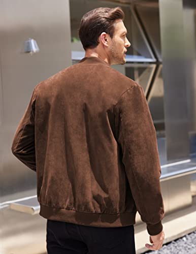 COOFANDY Men's Varsity Baseball Jacket Causal Slim Fit Suede Leather Bomber Jackets
