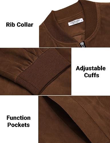 COOFANDY Men's Varsity Baseball Jacket Causal Slim Fit Suede Leather Bomber Jackets