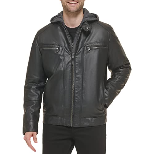 Calvin Klein Men’s Motorcycle Jacket With Removable Hoodie
