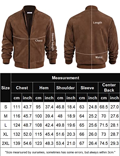 COOFANDY Men's Varsity Baseball Jacket Causal Slim Fit Suede Leather Bomber Jackets