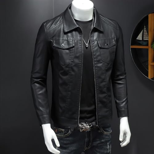 ZFBAOJT Mens Leather Jacket Motorcycle Black Biker Jackets Vintage Faux Leather Outwear Casual XL