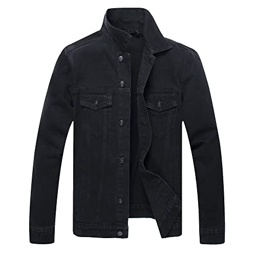 Men's Fashion Black Denim Jacket by Voeeron