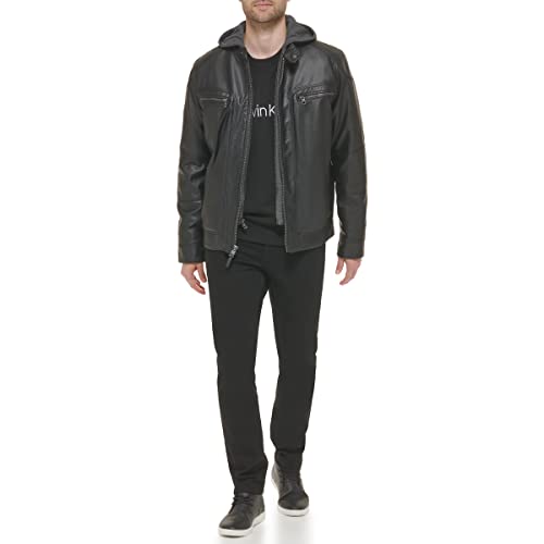 Calvin Klein Men’s Motorcycle Jacket With Removable Hoodie