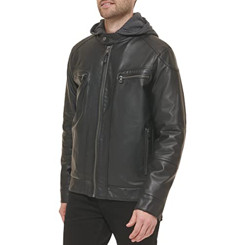 Calvin Klein Men’s Motorcycle Jacket With Removable Hoodie