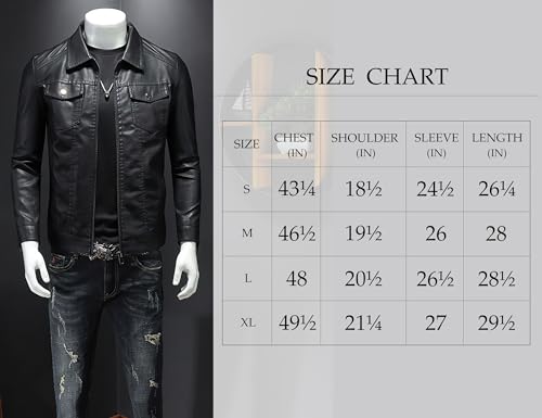 ZFBAOJT Mens Leather Jacket Motorcycle Black Biker Jackets Vintage Faux Leather Outwear Casual XL
