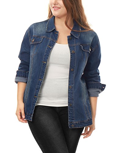 Plus Size Denim Button-Up Jacket for Women
