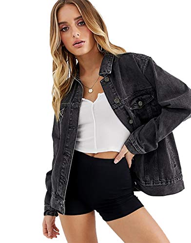 Oversize Vintage Boyfriend Denim Jacket - Black