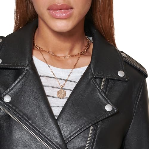 Levi's Women's Faux Leather Belted Motorcycle Jacket (Standard and Plus Sizes), black, Medium