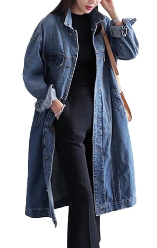 Classic Plus Size Long Jean Jacket for Women