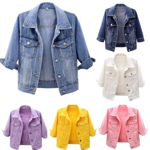 Womens Retro Cropped Denim Trucker Jacket