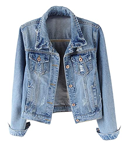 Kedera Women's Distressed Denim Jacket Coats