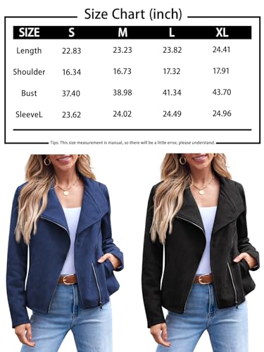 AUTOMET Women's Faux Leather Suede Bomber Jacket