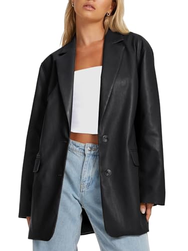 Trendy Women's Faux Leather Oversized Bomber Jacket