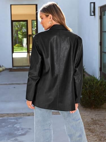 Trendy Women's Faux Leather Oversized Bomber Jacket
