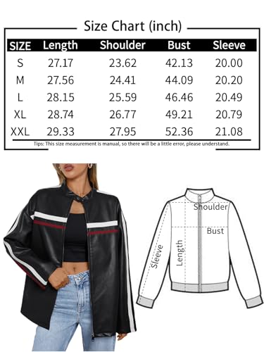 Trendy Women's Oversized Faux Leather Bomber Jacket