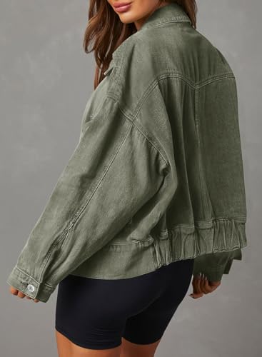 Dokotoo Women's Green Denim Trucker Jacket 2024