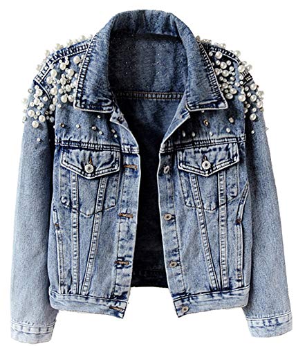 Kedera Women's Embroidered Pearl Denim Jacket