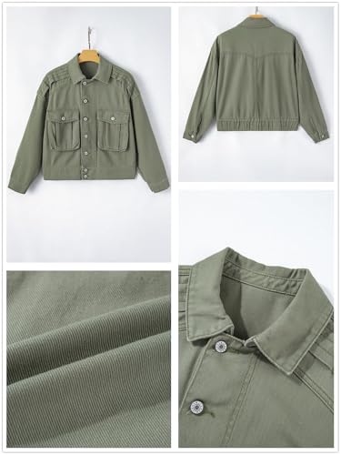 Dokotoo Women's Green Denim Trucker Jacket 2024