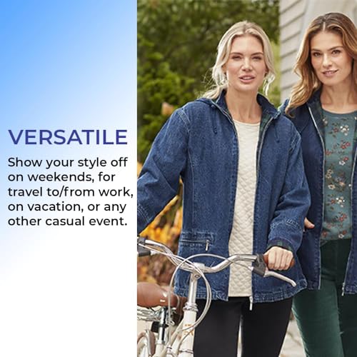 Women's Flannel Lined Denim Jacket with Hood