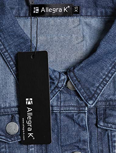 Allegra K Women's Dark Blue Denim Vest Jacket