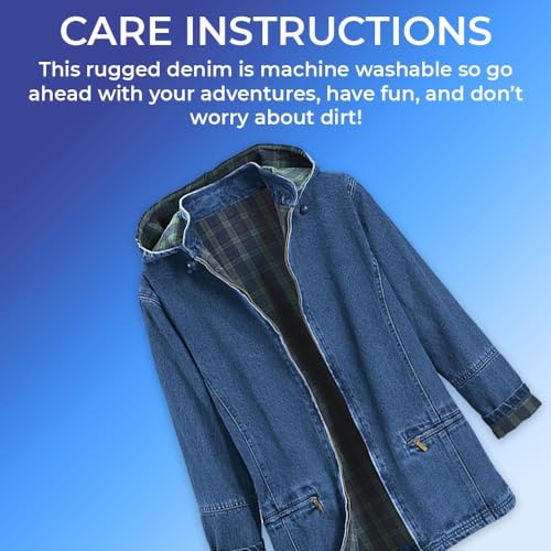 Women's Flannel Lined Denim Jacket with Hood