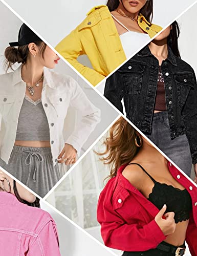 Locachy Women's Pink Casual Denim Jacket