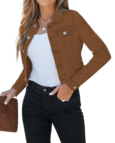 Luvamia Women's Stretchy Denim Button-Down Jacket