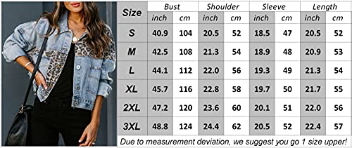 RINTONIX Women's Distressed Leopard Denim Jacket