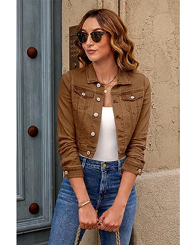 Luvamia Women's Stretchy Denim Button-Down Jacket