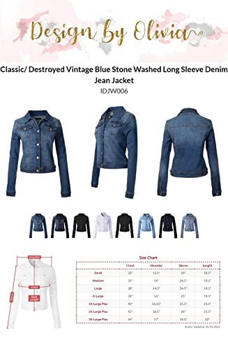 Olivia Women's Vintage Washed Long Sleeve Denim Jacket